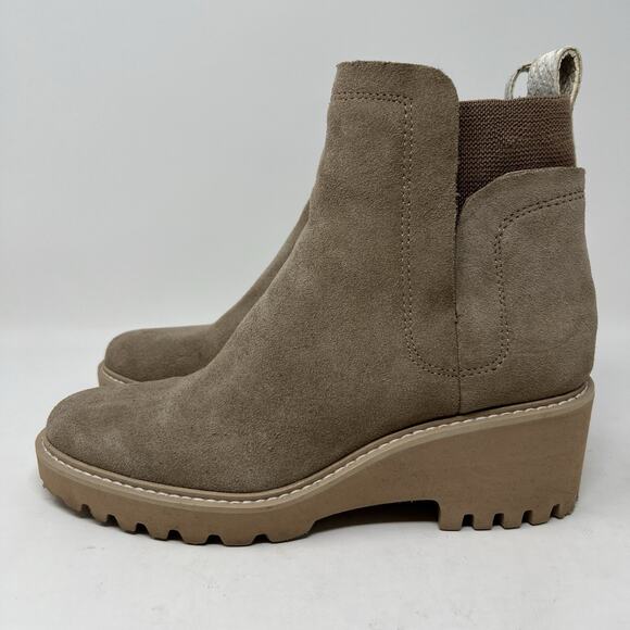 Dolce Vita Boots Huey H2O Chelsea Pull On Ankle Booties Taupe Suede Size 7.5 - Picture 4 of 13